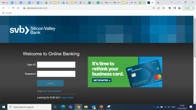 The homepage of the Silicon Valley bank website