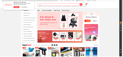 Aliexpress website with visual overload