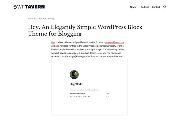 Hey: An Elegantly Simple WordPress Block Theme for Blogging