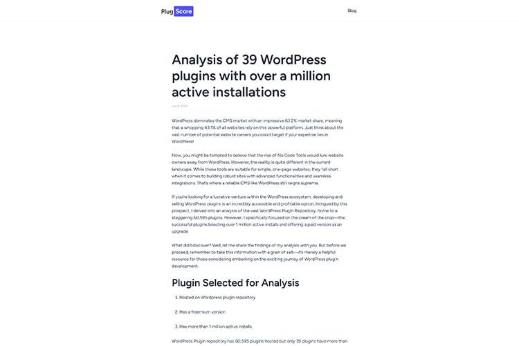 Analysis of 39 WordPress plugins with over a million active installations