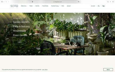  Soto Gardens website’s header image uses a scrim overlay technique to make the navigation more readable