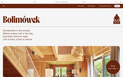 A screenshot of the Bolimówek website that uses a text over image design technique, such as using Copy space to position the text outside of the background image and playing around with text-aligned styles