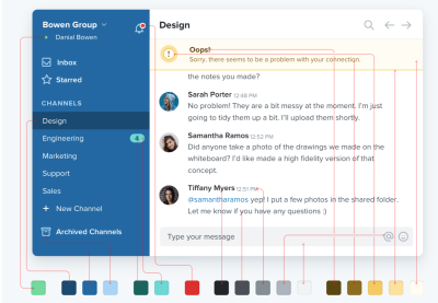 An example of a good chat messenger design using more colors and shades for different elements