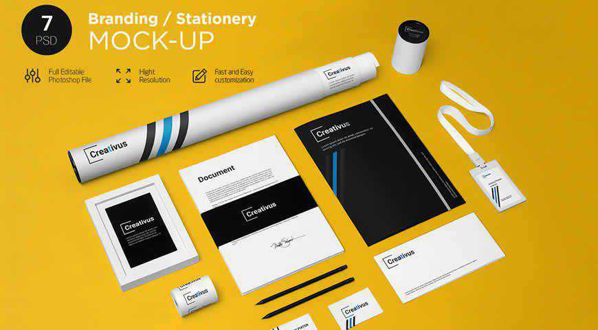 Branding Stationery Photoshop PSD Mockup Template