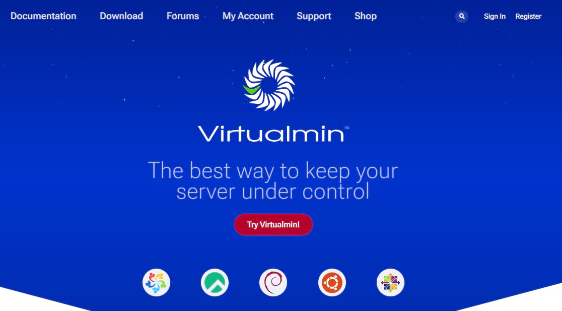VirtualMin’s webpage.