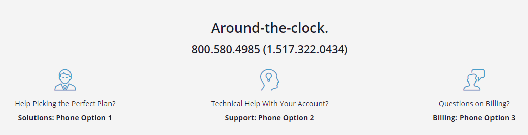 Phone number for the Liquid Web Sales, Billing, and Support teams.