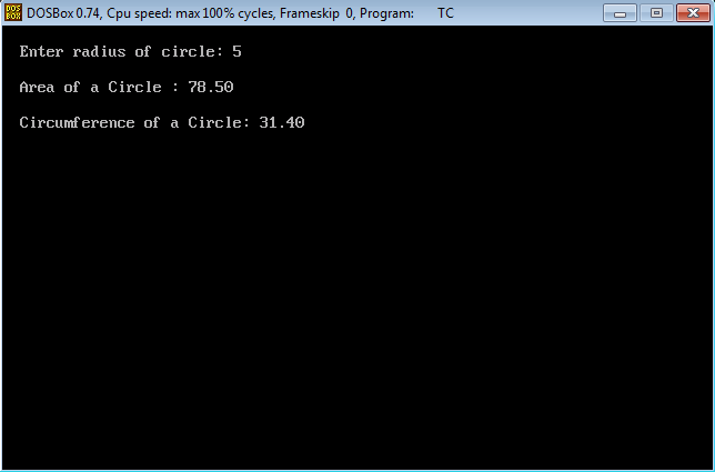 C Program to Calculate Area and Circumference of a Circle