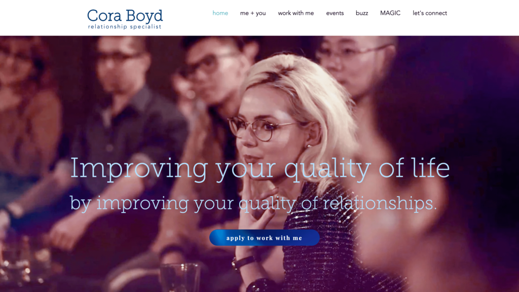 Homepage of Cora Boyd, a Small Business Owner in Dating Consultancy