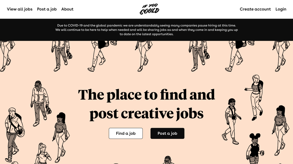 Homepage of If You Could, a Job Portal Site for Creatives