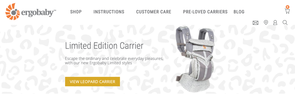 Homepage of Ergobaby, a Trending Product in the Baby Carrier Category