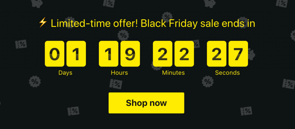 Black Friday sale countdown timer example