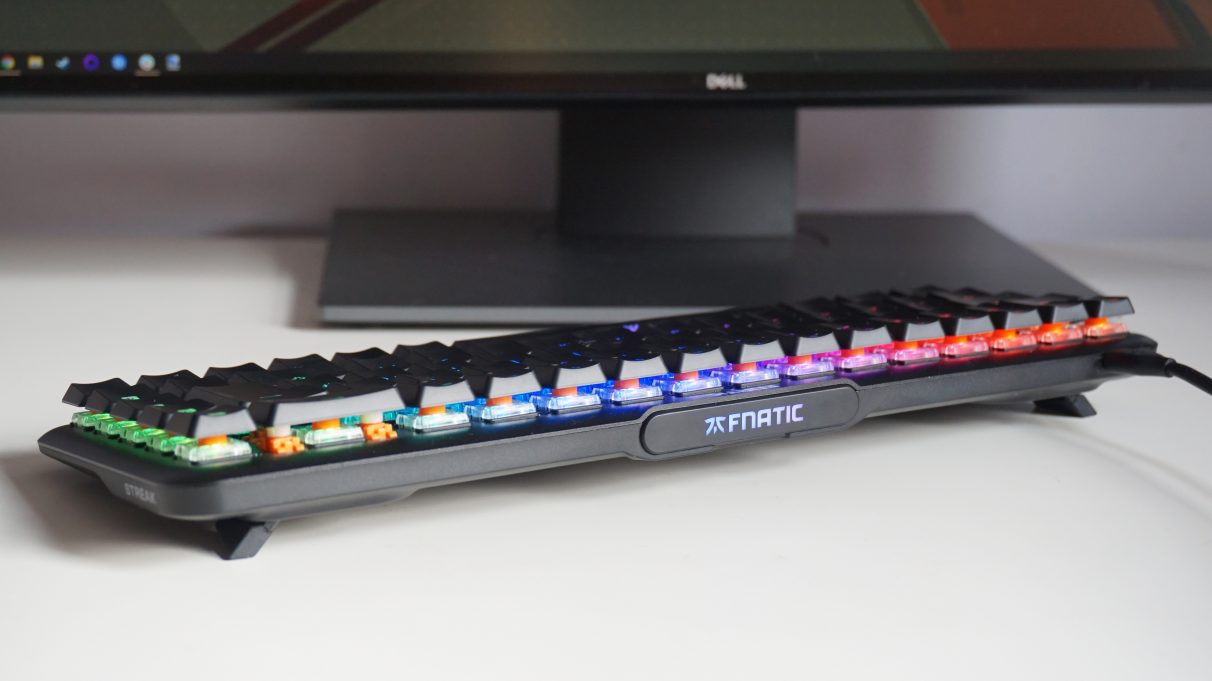 A photo showing the rear design of the Fnatic Streak65 gaming keyboard.