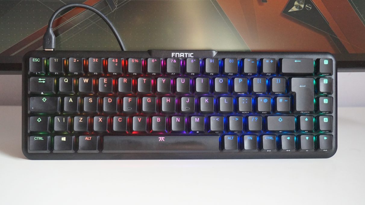A face-on photo of the Fnatic Streak65 gaming keyboard.