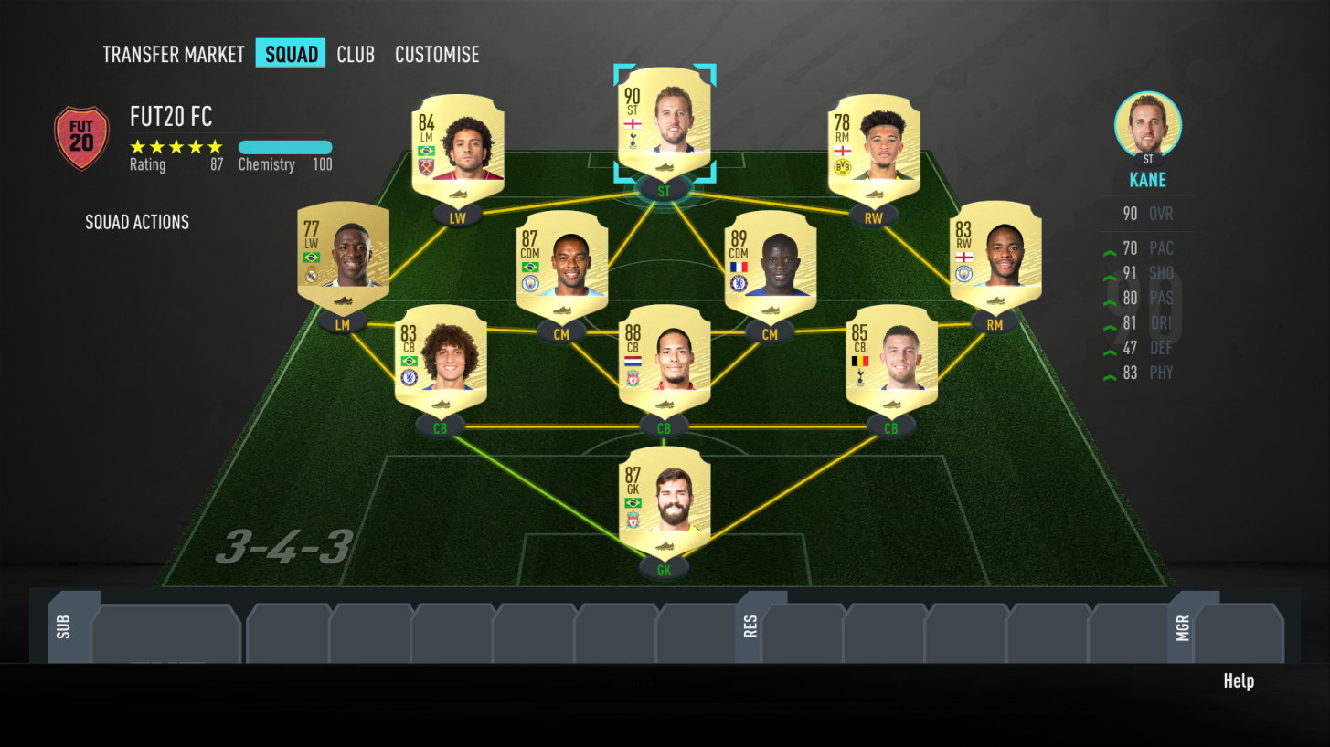 Fifa 20 screenshot showing Ultimate Team.