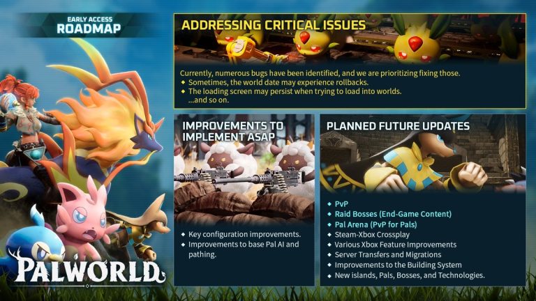 Palworld updates will add PvP arenas, Raid bosses, new islands, server transfers and Steam-Xbox crossplay