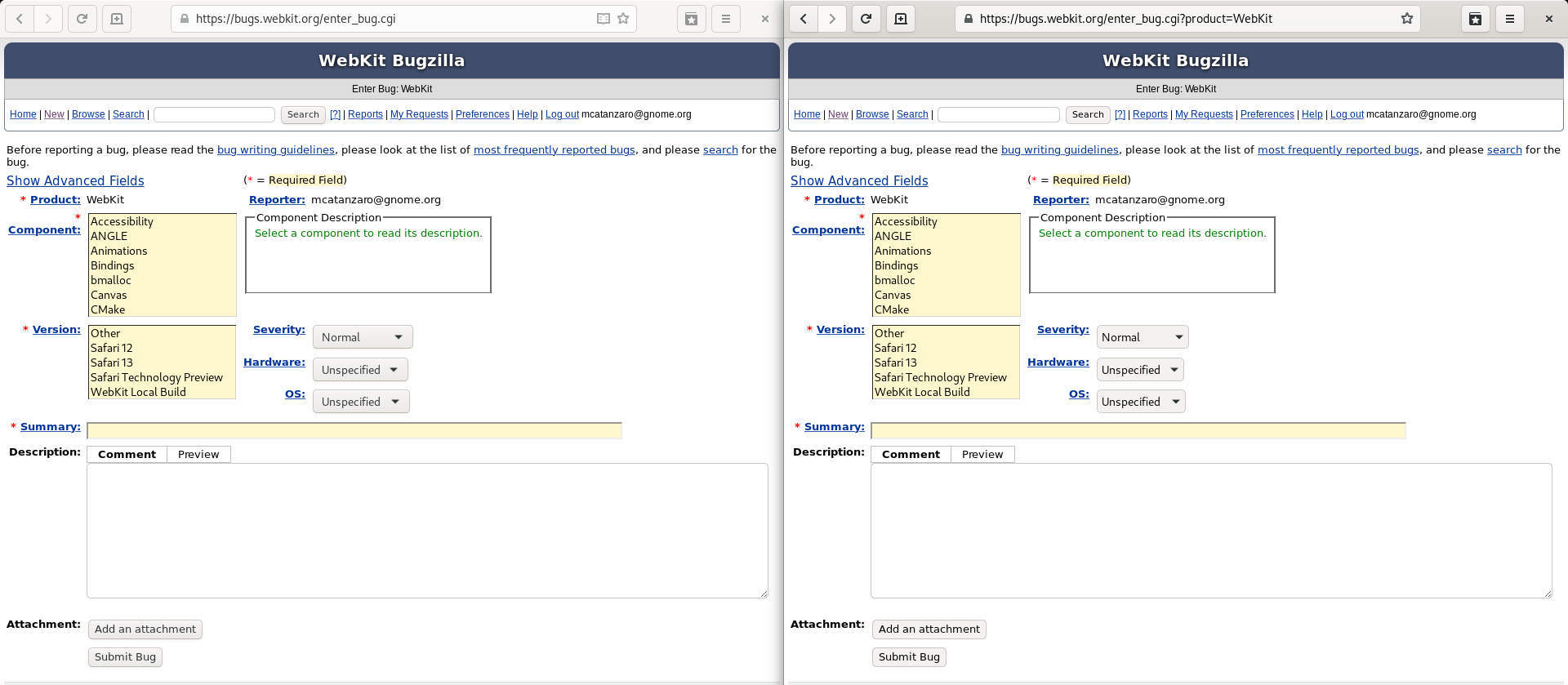 Screenshot demonstrating new HTML theme vs. GTK theme