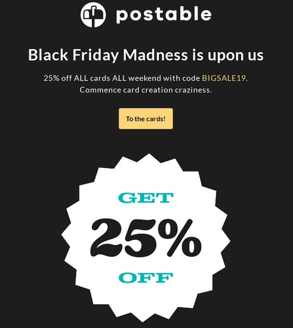 Black Friday Sale from Postable