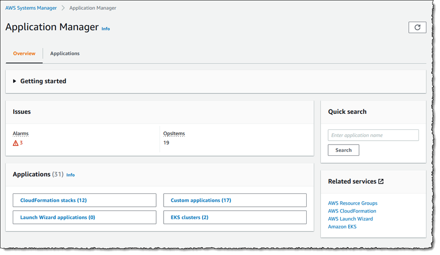 Screenshot of the span title=""Application Manager/span overview page