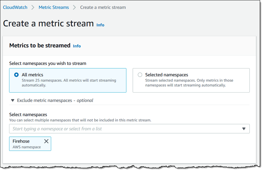 Create a Metric Stream - Part 1, All or Selected